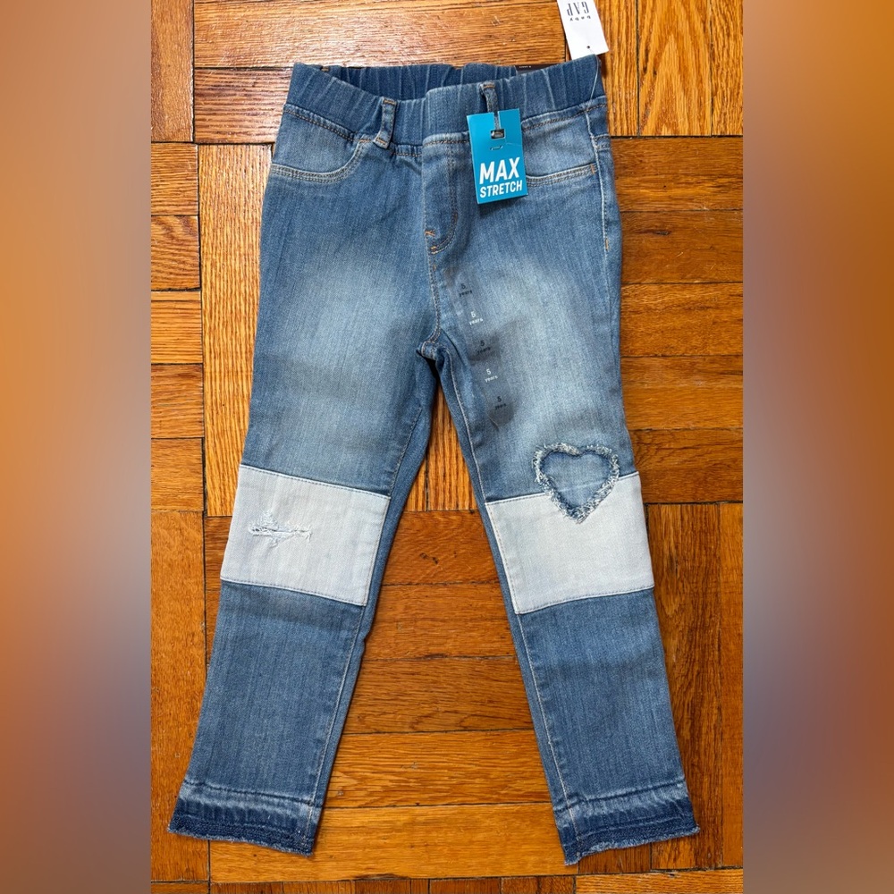 Girls' GAP Heart Stretch Denim Skinny Jeggings Size 5‎ NWT